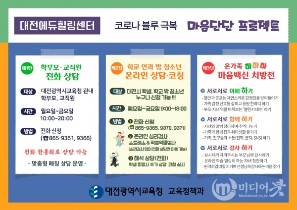 에듀힐링센터 코로나 블루 극복 마음단단 프로젝트 포스터. 대전교육청 제공